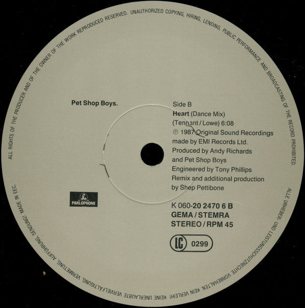 Pet Shop Boys : Heart (12", Maxi, Chr)