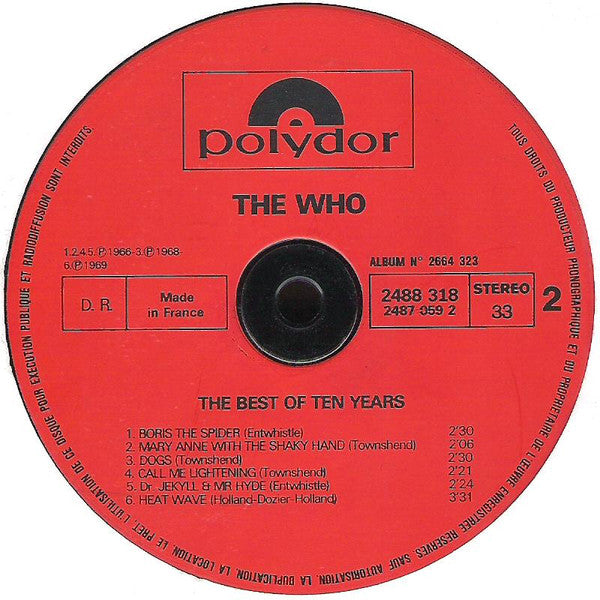 The Who : The Best Of The Last Ten Years / '64 - '74 (2xLP, Comp, RE)