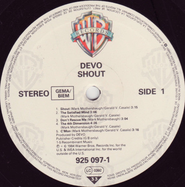 Devo : Shout (LP, Album)