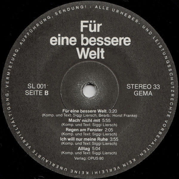 Siggi Liersch : Für Eine Bessere Welt (LP, Album)