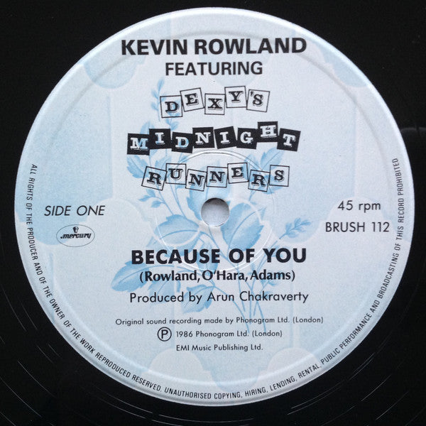 Kevin Rowland Featuring Dexys Midnight Runners : Because Of You (12")