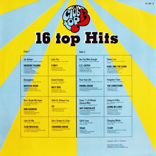 Various : 16 Top Hits - Juli/August 1987 (LP, Comp, Club)