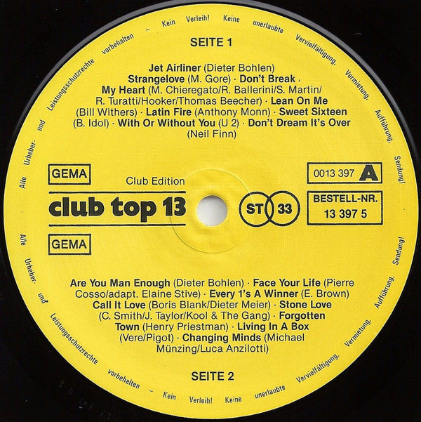 Various : 16 Top Hits - Juli/August 1987 (LP, Comp, Club)