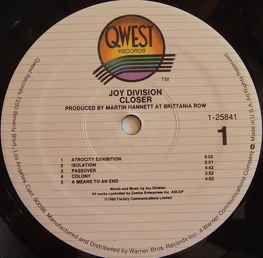 Joy Division : Closer (LP, Album, RE, SRC)