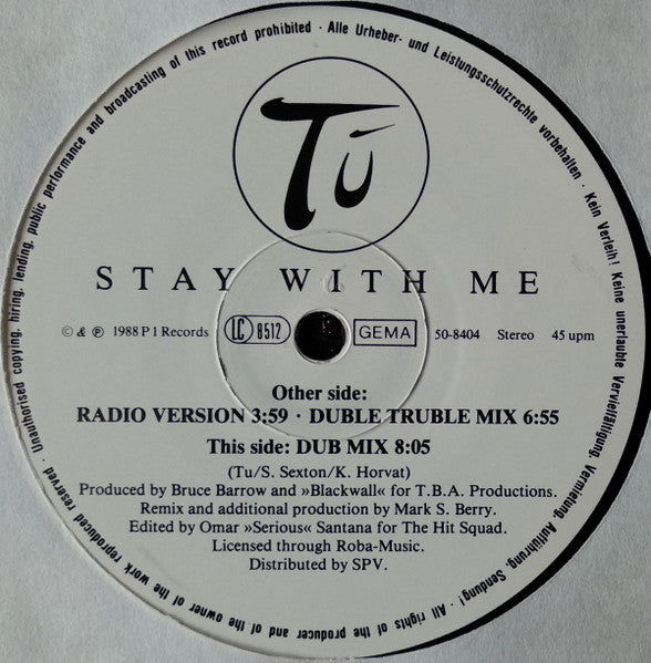 Tú : Stay With Me (12", Maxi)