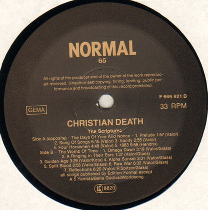 Christian Death : The Scriptures (LP, Album)
