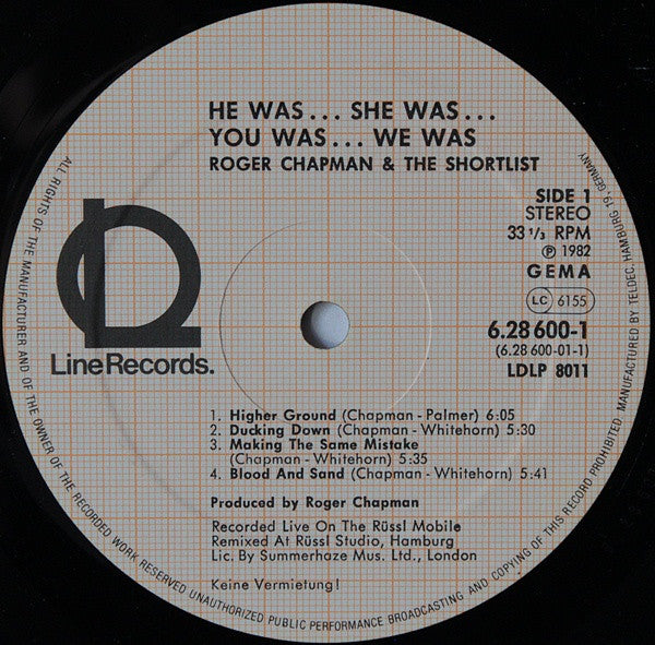Roger Chapman And The Shortlist : He Was… She Was… You Was… We Was… (2xLP, Album, 3rd)