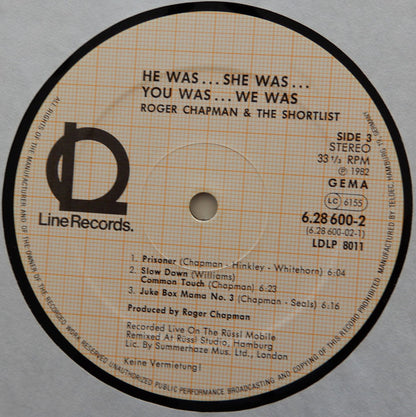 Roger Chapman And The Shortlist : He Was… She Was… You Was… We Was… (2xLP, Album, 3rd)