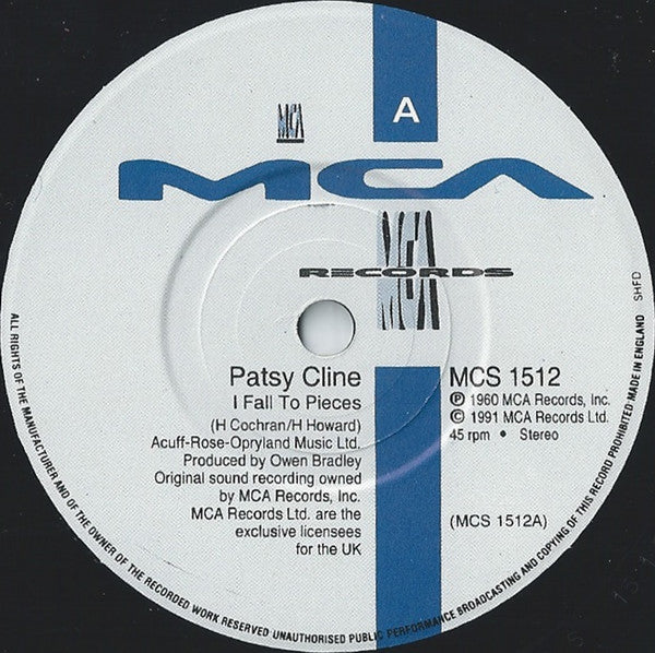 Patsy Cline : I Fall To Pieces (7", Single, Pap)