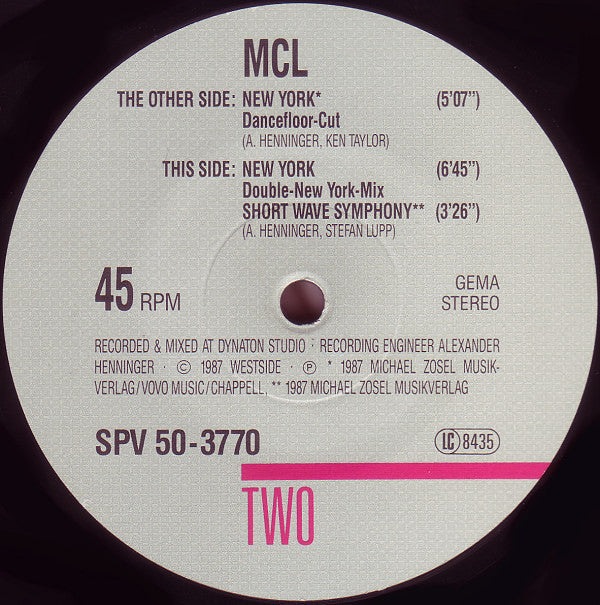 MCL (Micro Chip League) : New York (12")