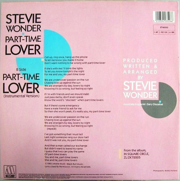 Stevie Wonder : Part-Time Lover (12")
