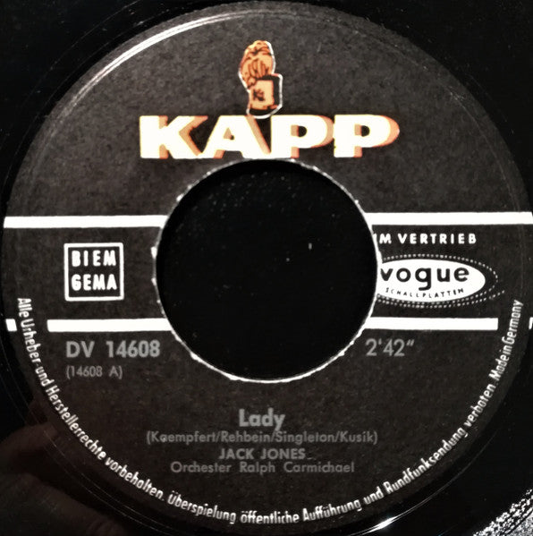 Jack Jones : Lady (7", Single)