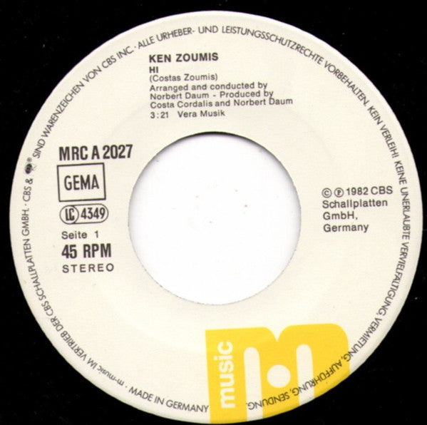 Ken Zoumis : Hi (7", Single)