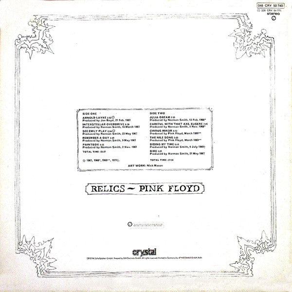 Pink Floyd : Relics (LP, Comp, RE, Ste)