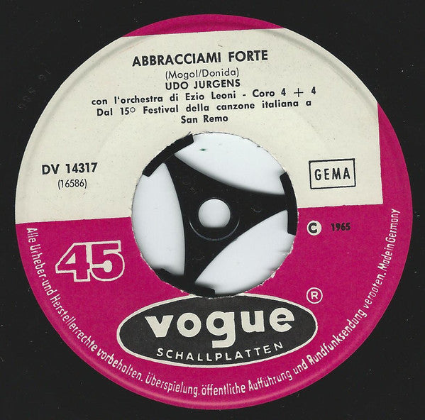 Udo Jürgens : Abbraciami Forte / Se Partirai (7", Single)