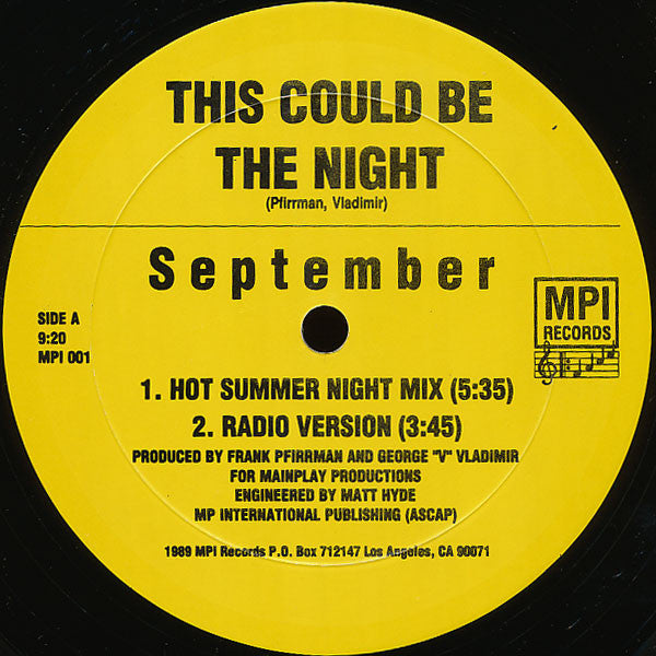 September (6) : This Could Be The Night (12", Single)