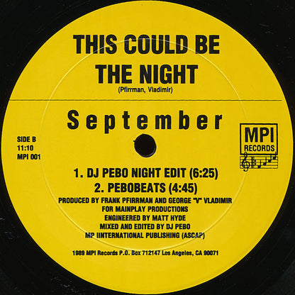 September (6) : This Could Be The Night (12", Single)