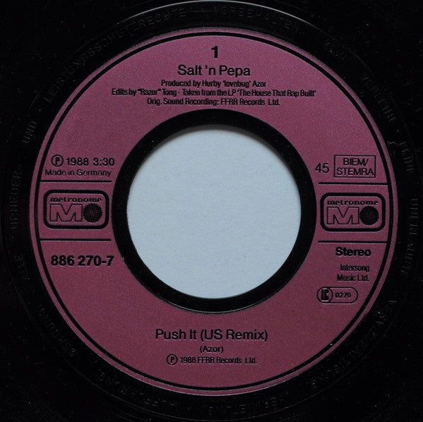 Salt-N-Pepa* : Push It (U.S. Remix) / I Am Down (7", Single)