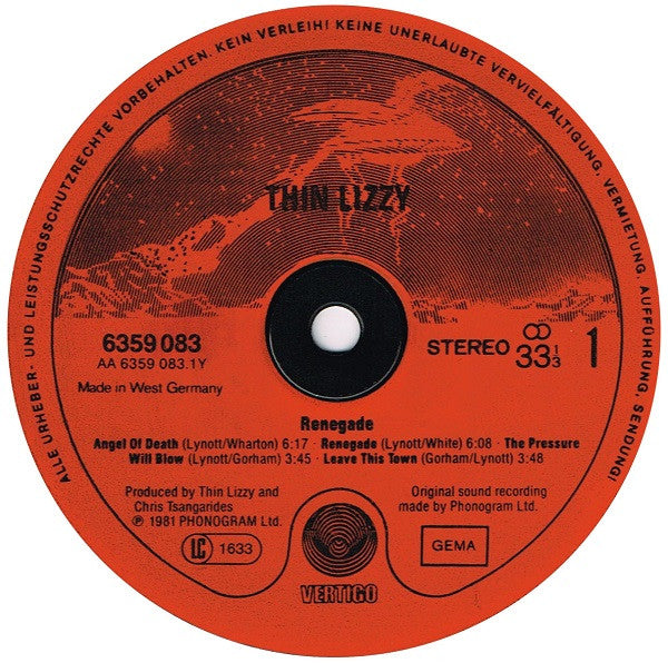 Thin Lizzy : Renegade (LP, Album)