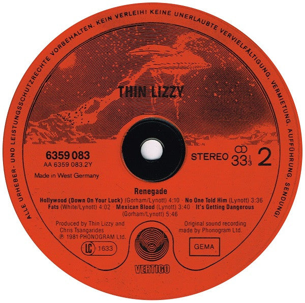 Thin Lizzy : Renegade (LP, Album)
