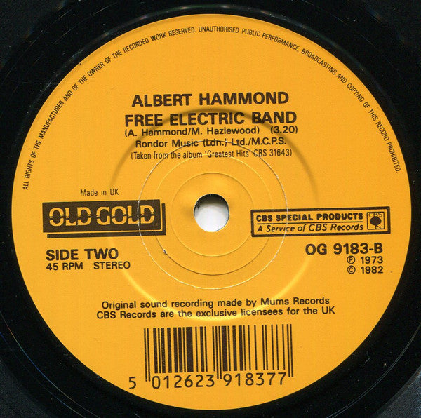 Albert Hammond : It Never Rains In Southern California (7", Single)