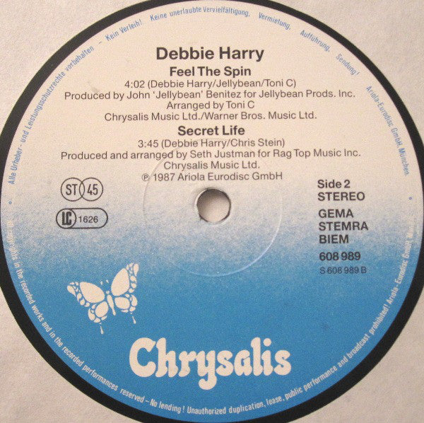 Deborah Harry : Free To Fall (12", Maxi)