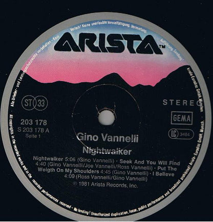 Gino Vannelli : Nightwalker (LP, Album, RE)