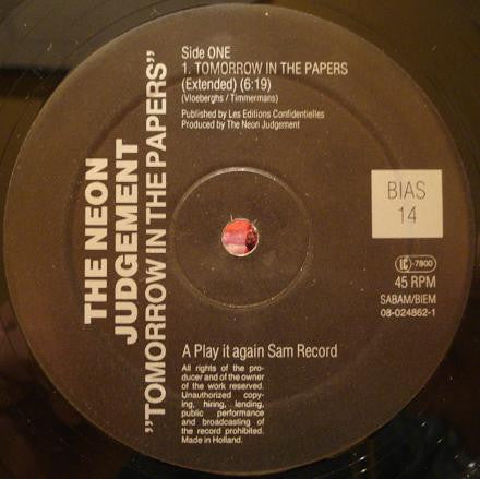 The Neon Judgement : Tomorrow In The Papers / Who Do You Love? (12", RE)