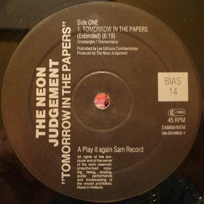 The Neon Judgement : Tomorrow In The Papers / Who Do You Love? (12", RE)