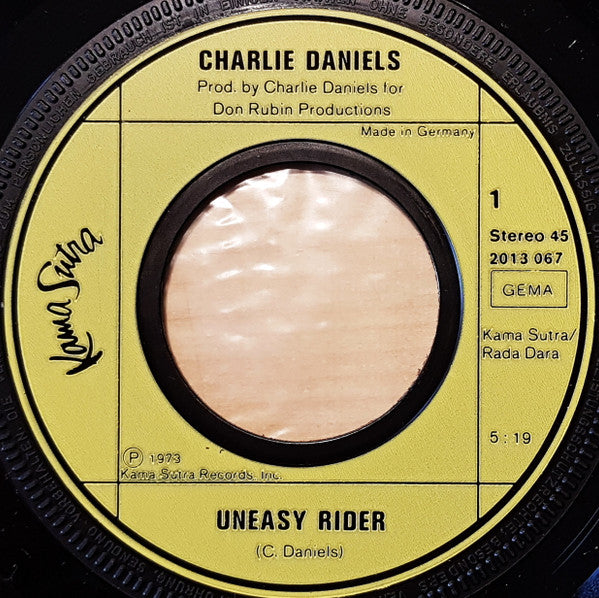 Charlie Daniels : Uneasy Rider / Funky Junky (7", Single)