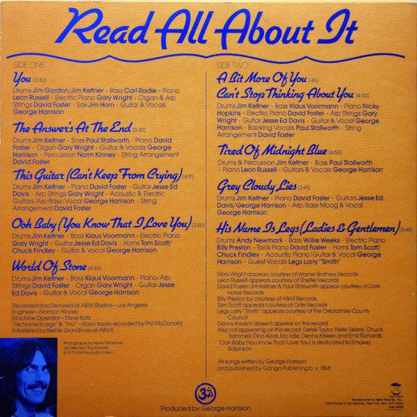 George Harrison : Extra Texture (Read All About It) (LP, Album, Win)