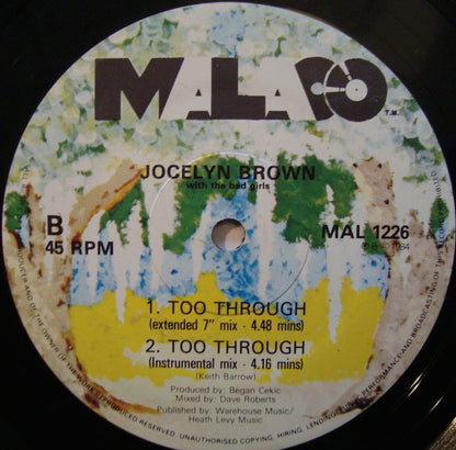 Jocelyn Brown With The Bad Girls* : Too Through (12", Single)