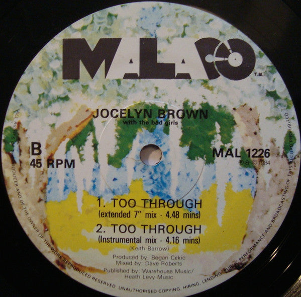 Jocelyn Brown With Bad Girls : Too Through (12", Single)