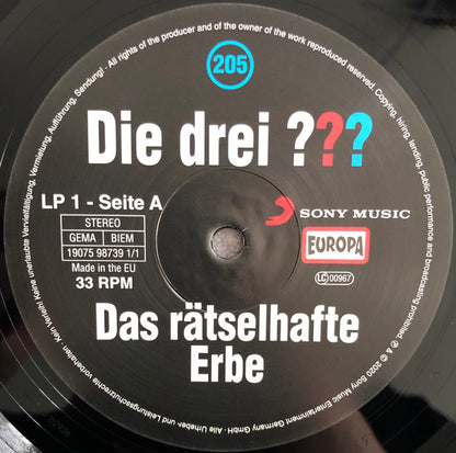 Marco Sonnleitner : Die Drei ??? 205 · Das Rätselhafte Erbe (2xLP)
