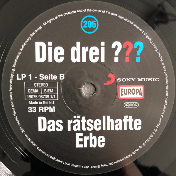 Marco Sonnleitner : Die Drei ??? 205 · Das Rätselhafte Erbe (2xLP)