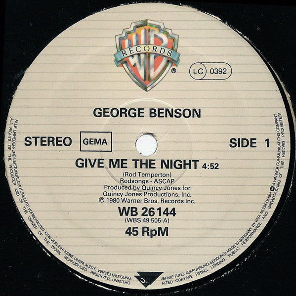 George Benson : Give Me The Night (12", Maxi, Ltd)
