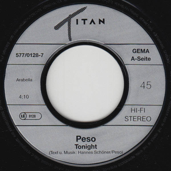 Peso (2) : Tonight / Fool For Love (7", Single)
