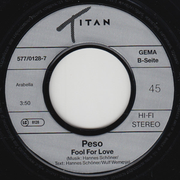 Peso (2) : Tonight / Fool For Love (7", Single)