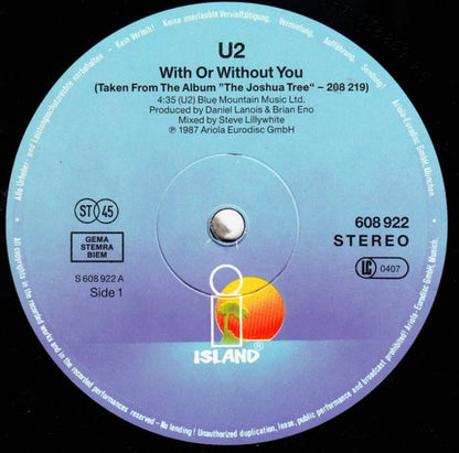 U2 : With Or Without You (12", Maxi)