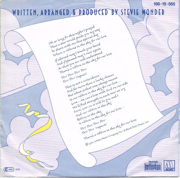 Stevie Wonder : Ribbon In The Sky (7", Single)