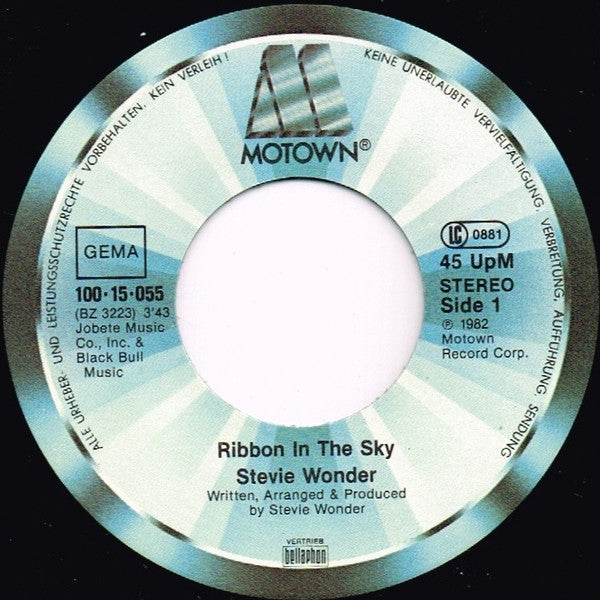 Stevie Wonder : Ribbon In The Sky (7", Single)