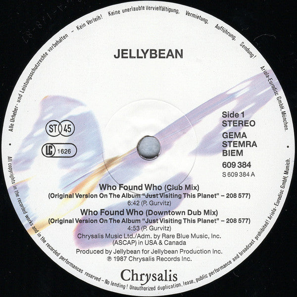 Jellybean* Featuring Elisa Fiorillo : Who Found Who (12", Maxi)