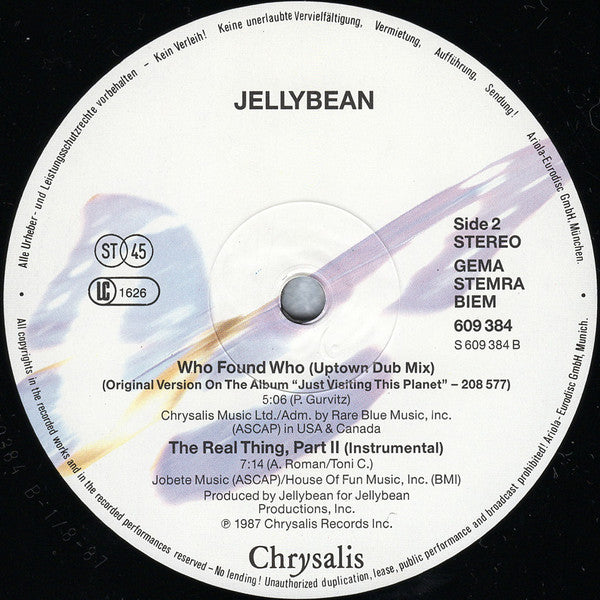 Jellybean* Featuring Elisa Fiorillo : Who Found Who (12", Maxi)