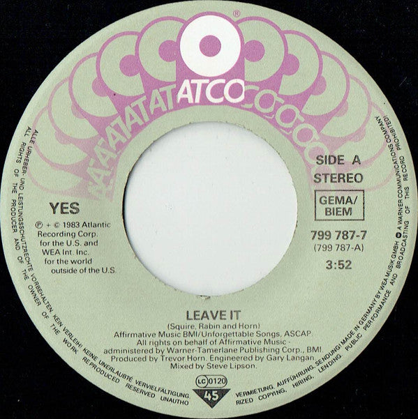 Yes : Leave It (7", Single)