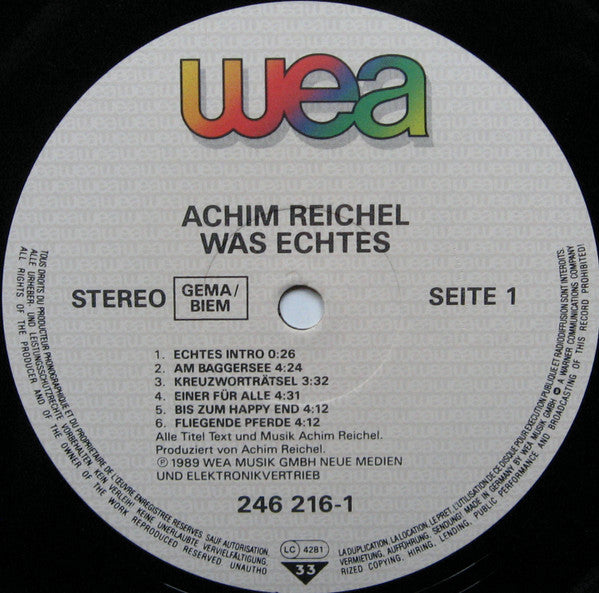 Achim Reichel : Was Echtes (LP, Album)