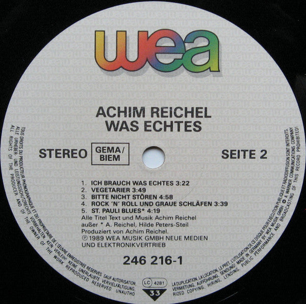 Achim Reichel : Was Echtes (LP, Album)