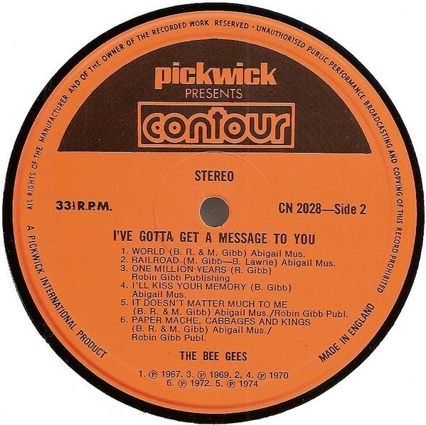 Bee Gees : I've Gotta Get A Message To You (LP, Album, Comp, RE)