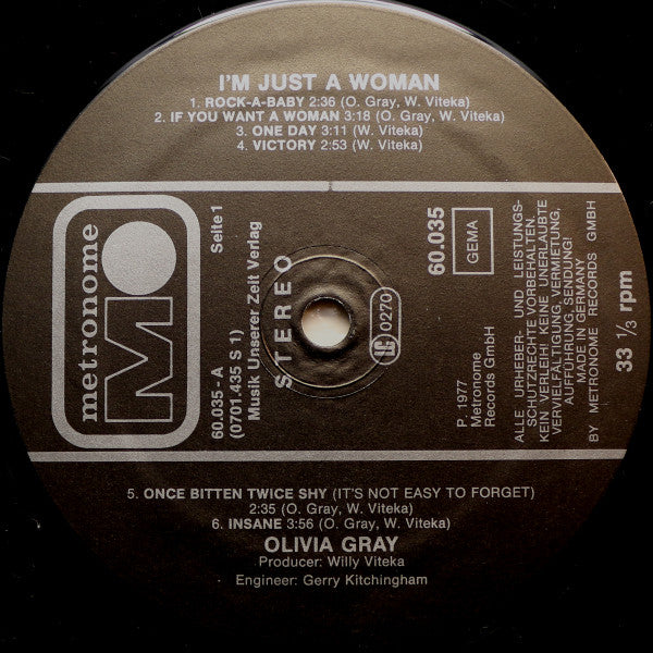 Olivia Gray : I'm Just A Woman (LP, Album)