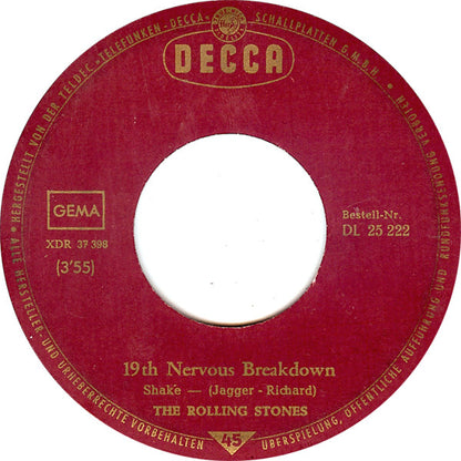 The Rolling Stones : 19th Nervous Breakdown / As Tears Go By (7", Single)