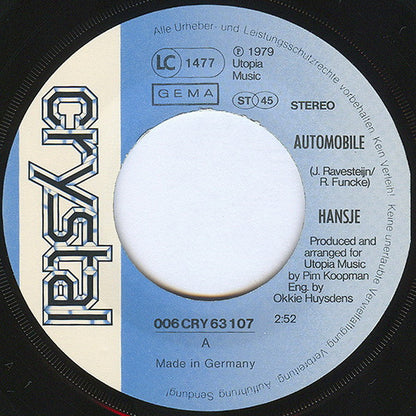 Hansje* : Automobile (7", Single)